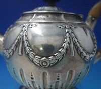 William Eaton English Georgian Sterling Silver Tea Pot with Swags Wood (#5700)