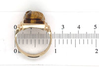10k Gold Men's Ring w/ Genuine Natural Tiger's Eye Double Warrior Cameo (#J6635)