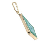 14k Yellow Gold Genuine Malachite Opal Turquoise Inlay Intarsia Pendant (#J7436)
