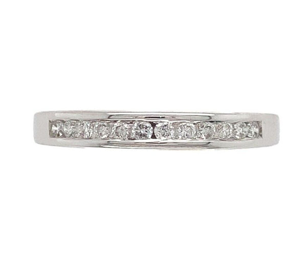 14k White Gold Channel Set .16cttw Genuine Natural Diamond Wedding Band (#J6906)