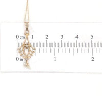 10k Gold Diamond Lavaliere Pendant with Pearl Drop and 14k Gold Chain (#J6677)
