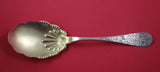 Hamilton and Diesinger Sterling Silver Berry Spoon Gold Washed Bright-Cut 7"