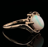 10k Yellow Gold Australian Genuine Natural Opal Bypass Ring Size 6 (#J6782)