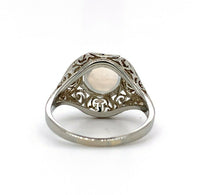 18k Gold Hand Pierced Filigree Genuine Natural Moonstone Ring Blue Flash #J5572