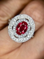 14k White Gold 1.57ct Ruby Ring GIA Burmese Pigeon Blood Jewelry (#J4500)