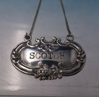 Lucerne by Wallace Sterling Silver Liquor Label "Scotch" 2" x 1" (#5143)