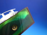 Italian Sterling 800 Silver Figurine Model of Boat on Green Lucite Base (#4318)