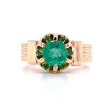 Victorian .80ct Genuine Natural Emerald 14k Rose Gold Ring Jewelry (#J5778)