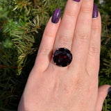 14k Yellow Gold Ring with a Huge 27 Carat Round Genuine Natural Garnet (#J6557)