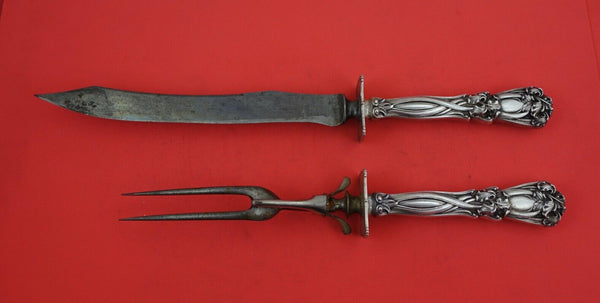 Iris by Durgin-Gorham Sterling Roast Carving Set knife 14 1/2" fork 11 7/8"