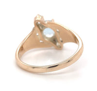 10k Rose Gold Victorian Genuine Natural Aquamarine Ring with Diamonds (#J6776)
