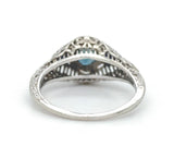 18k Art Deco Filigree Sapphire Ring w/ Synthetic Lab-Created Sapphires (#J6310)