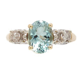 14k Yellow Gold 1.31 Carat Genuine Natural Aquamarine and Diamond Ring (#J6930)