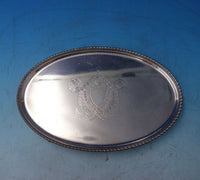 English Silverplate Salver Tray Oval w/ Crest and Lion Feet 7 3/4" x 5 (#5541)