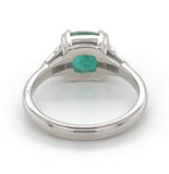 18k White Gold 2.23 Carat Genuine Natural Emerald Diamond Ring Size 6.5 (#J7011)