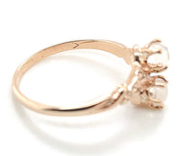 10k Rose Gold Two-Stone Genuine Natural Victorian Moonstone Ring (#J6927)