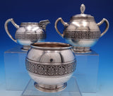 Gorham Sterling Silver Tea Set 5pc #1400 Kettle Pot Sugar Creamer Waste (#7608)