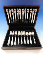 Silver Iris by International Sterling Silver Flatware Set for 12 Service 48 pcs