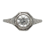 Art Deco 18k White Gold .60ct Genuine Natural Diamond Filigree Ring (#J6751)