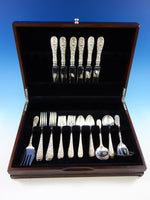 Rose by Stieff Sterling Silver Flatware Set Service 33 Pieces Repousse