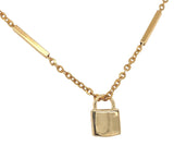 18k Gold Padlock Pendant on 18k Yellow Gold Bar Chain 16.5" Jewelry (#J7547)