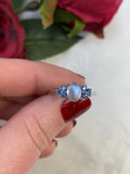 Platinum 1.13 Carat Genuine Natural Moonstone and Blue Sapphire Ring (#J7170)