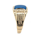 Vintage 10k Gold Men's 1.76ct Genuine Natural Blue Onyx Chalcedony Ring (#J6543)