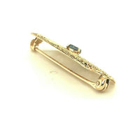 10k Yellow Gold Filigree Genuine Natural Sapphire Pin (#J5324)
