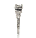 Platinum Art Deco .61ct Genuine Diamond Engagement Ring with GIA Report (#J6747)