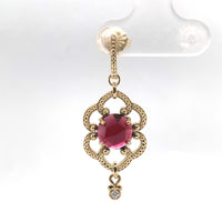 14k Yellow Gold 5 Carat TW Genuine Natural Garnet Double Drop Earrings (#J6321)