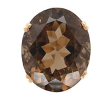 18k Ring with Large Oval Genuine Natural Smoky Quartz Size 6.75 (#J6606)
