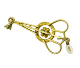 Victorian 10k Yellow Gold Enamel Lavaliere Diamond Pendant (#J1506)