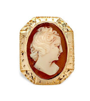 A Pair of 14k Gold Genuine Shell Cameo Earrings w/ Hand Engraved Frame (#J6965)