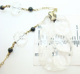14k Yellow Gold Art Deco Carved Rock Crystal Necklace Jewelry (#J2428)