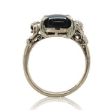 12k White Gold Genuine Natural Black Star Sapphire Diamond Ring Size 4.25 #J7004