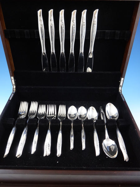 Sea Rose by Gorham Sterling Silver Flatware Set Service 30 Pieces Flowing Modern
