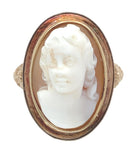 10k Gold Filigree Ring with 3-D High Relief Genuine Natural Shell Cameo (#J7272)