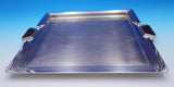 Ricci Silverplate Tray Square Interior with Wood Inlay Handles Art Deco (#9014)