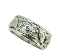 Pierced Art Deco Platinum Genuine Natural Diamond Band Ring (#J2385)