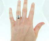 Art Deco 18k White Gold Diamond and Lab-Created Sapphire Ring Jewelry (#J5057)