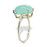 18k White Gold 5.73 Carat Genuine Natural Chalcedony Ring Size 7.5 (#J7215)