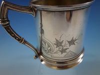 Whiting Sterling Silver Baby Child's Cup Mug Brite-Cut Ivy Vintage Antique #188A