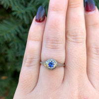 18k Gold .25ct Genuine Natural Sapphire Filigree Art Deco Ring Size 6.5 (#J6406)
