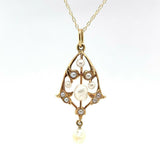 14k Yellow Gold Freshwater River Pearls Lavaliere Pendant (#J5462)