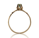 Victorian 10k Yellow Gold Genuine Natural Emerald Buttercup Ring Size 6 (#J7070)