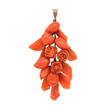 14k Gold Early Victorian Genuine Natural Carved Coral Pendant w/ Fruit (#J7342)