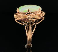 14k Rose Gold Handwrought Ring with a Large 6.05 Carat Australian Opal (#J6577)