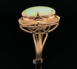14k Rose Gold Handwrought Ring with a Large 6.05 Carat Australian Opal (#J6577)
