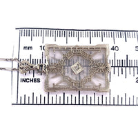 10k White Gold Filigree Genuine Natural Rock Crystal Diamond Pendant (#J4959)