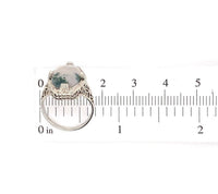 14k White Gold Moss Genuine Natural Agate Filigree Ring Jewelry (#J5748)